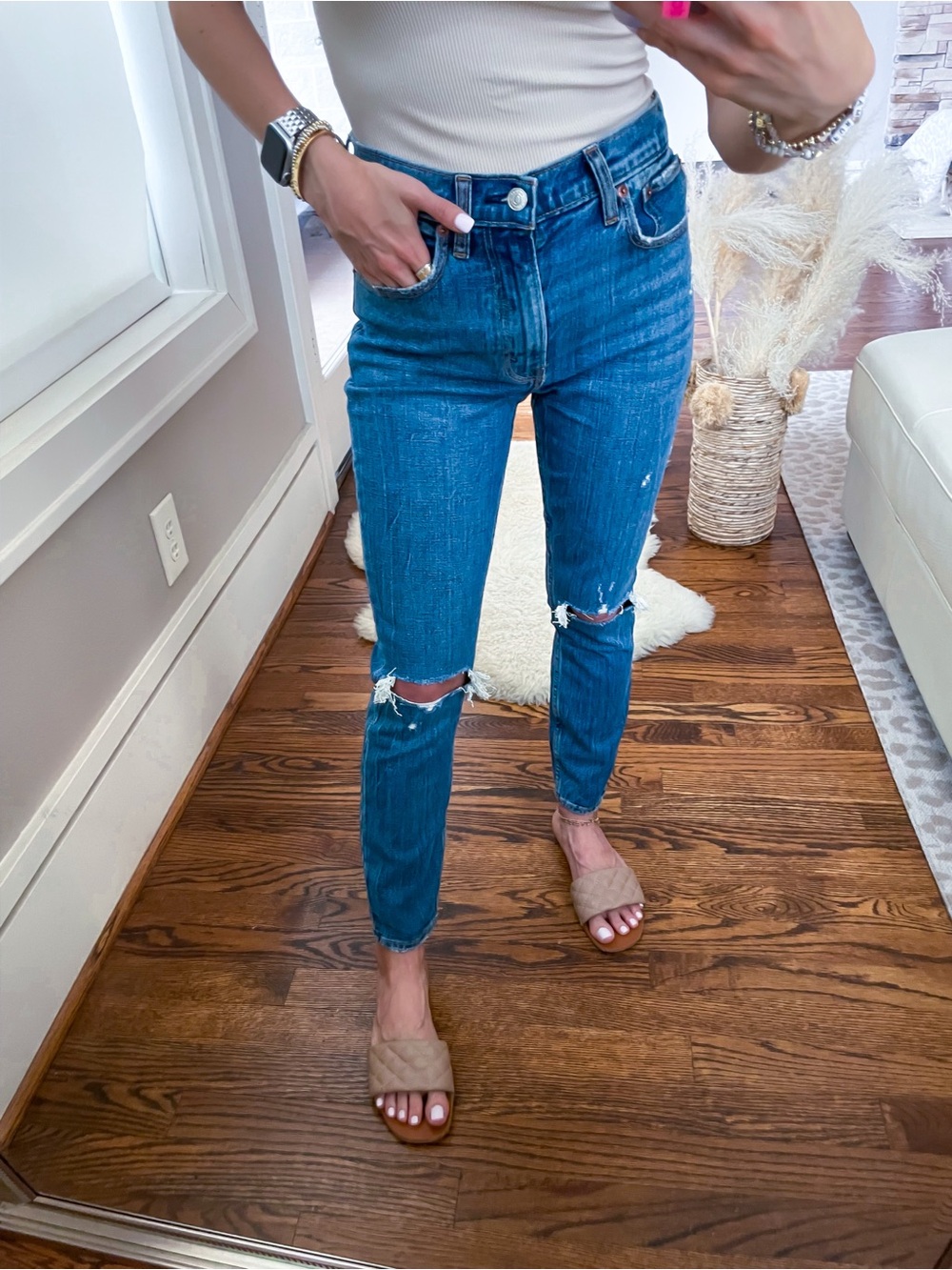High-Rise Distressed Blue Women’s Jeans